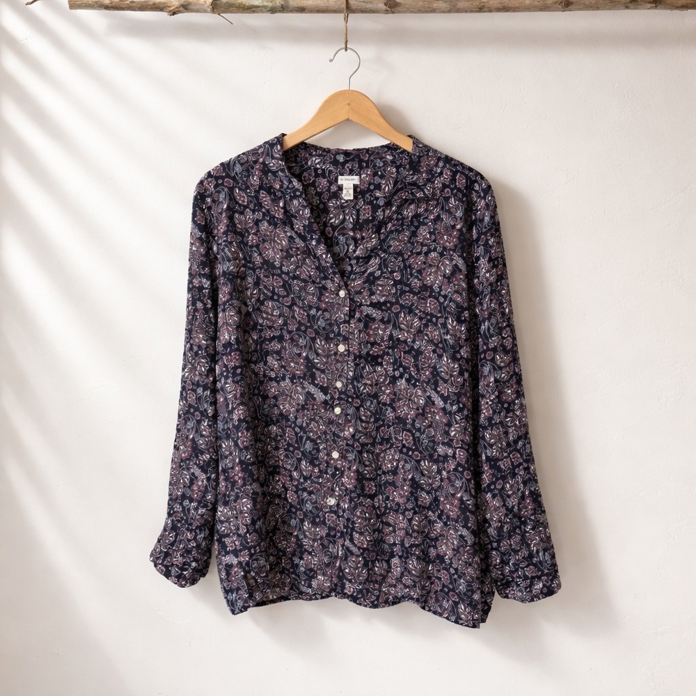 Croft & Barrow 3X Woman Rayon Floral Paisley Leaf Pattern Button Up Blouse - Picture 3 of 13